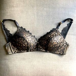Montelle Intimates Black Lace Wire Free Lined Bra